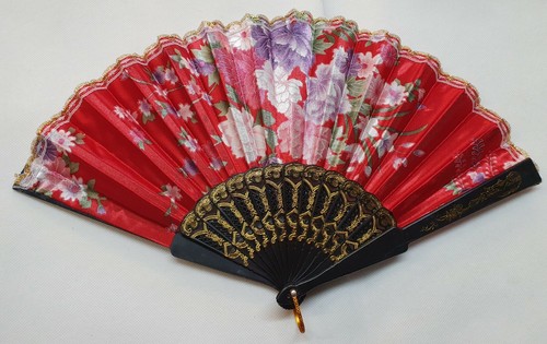 Red flowers print silk - flowers,