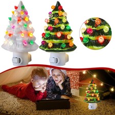 Christmas Tree Night Light, Ceramic Tree Light with ON/Off Switch and Plug New