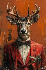 Stag In a Suit Canvas Picture
