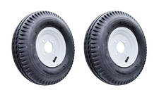 WHITE 4.80/4.00-8 400x8 Car Trailer Wheels & Tyres 4 Ply 8" Rim 4" PCD 480/400 8