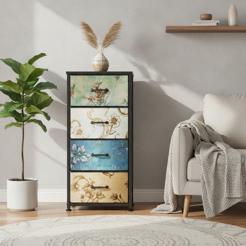 Retro floral drawer dresser - floral, 4-drawer