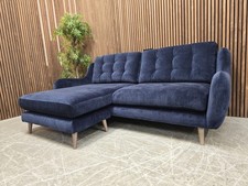 Designer Label Camden Reversible Chaise Sofa In Indigo Chenille RRP-£1469