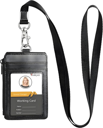 Leather badge holder with - leather, id
