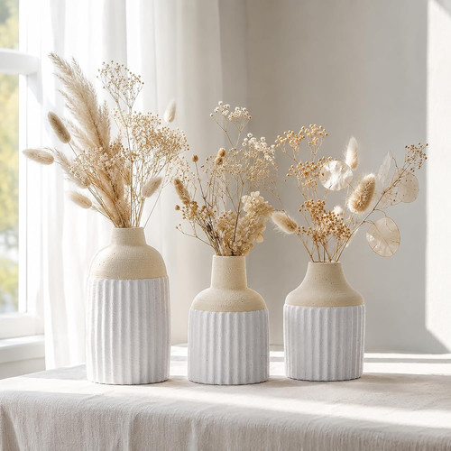 Beige decorative vase set 3 - beige,