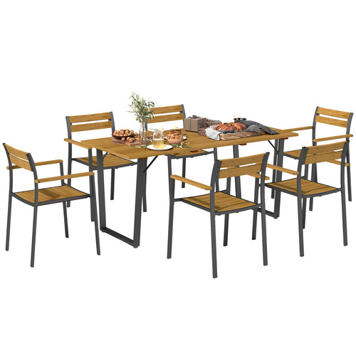 Garden dining set 7pc brown - dining,