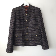 Zara Aso Royal Short Boucle Textured Blazer Jacket Size XL Ex Large  14 