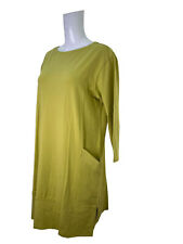 MARLA WYNNE Jumper Dress Size Large Lime Cotton Pockets Stretch Womens EU44