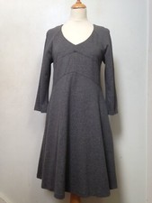 Lauren Vidal flare dress S dark grey jersey, rear skirt zip, side pockets