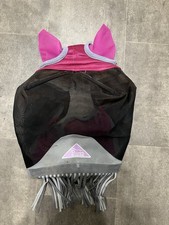 Pink Shires Deluxe Fly Mask with Nose Fringe - Pony Sized