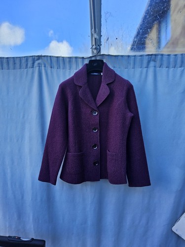 Purple boiled wool blazer - purple,