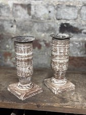 Pair Of Rustic Wooden Candle