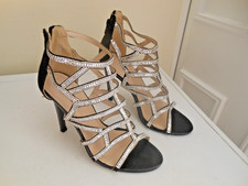 KELSI EVENING SHOES-STRAPPY RHINESTONE COVERED HIGH HEELS SIZE 6-BLACK HEELS