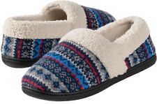 Womens Slippers RockDove Nordic Sweater Knit Memory Foam Size UK 5 7 Blue