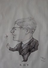 CARIACATURE MASTER TOSSING THE KEYS GRAPHITE/CRAYON RHY NIGEL MOULD OXFORD 1960