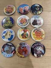 THE MUPPETS VINTAGE FULL SET X12 JIM HENSON PROMO BADGE METAL PIN BUTTON 1970