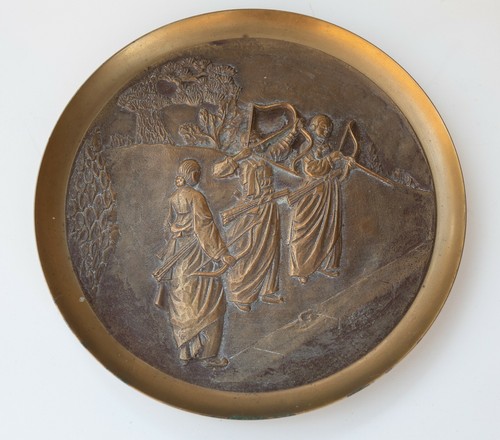 Bronze plate samurai - bronze, w/samurai