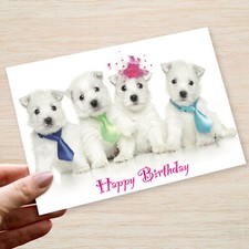 Westie Birthday Card - Party