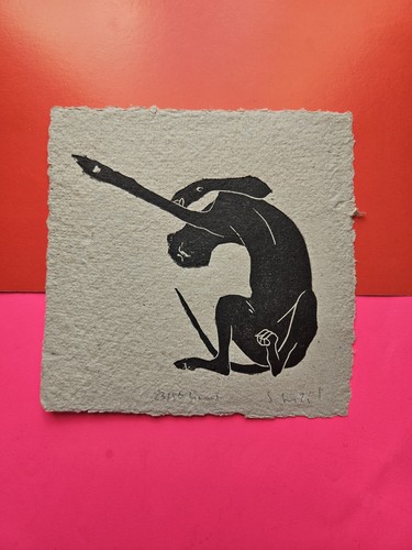 Greyhound dog original linocut - greyhound,