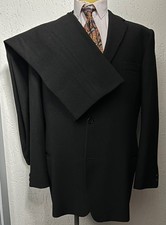 Men’s Bespoke 1950s Grey Striped 3 Roll 2 Suit Stroller Vintage European 44 L