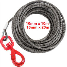 10mm x 10m/20m Steel Winch Cable Winch Wire Rope With Swivel Self Locking Hook