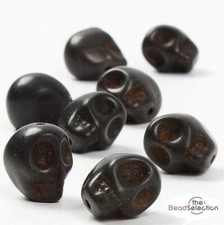 25 LARGE SKULL BEADS 15mm SYNTHETIC HOWLITE BLACK JEWELLERY MAKING MSC12