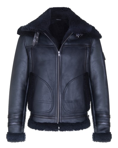Men black sheepskin bomber - men's,