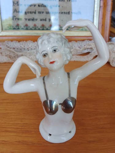 Vintage german porcelain pin - vintage,