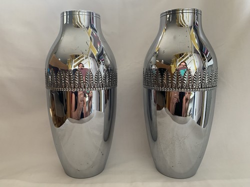 Pair shiny silver metal - of,