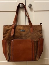 Faux Suede Brown Leather And Suede Dupe Shoulder Bag