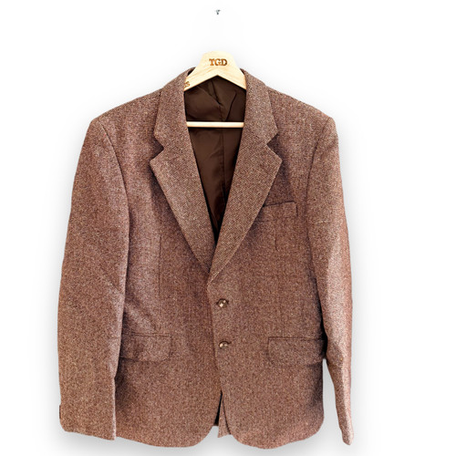 Mens brown wool blazer vintage - wool,