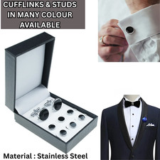 8pcs Mens Cufflinks & Studs Set Tuxedo Shirt Cuff links Groom Wedding Party Gift