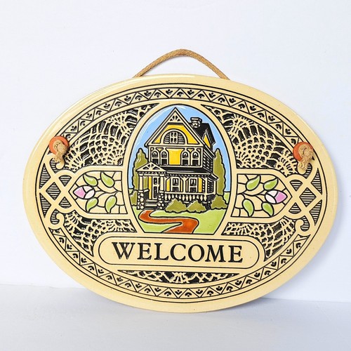 Vintage ceramic welcome sign - vintage,