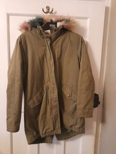 Girls NEXT faux fur hooded parka coat jacket green age 12 Years winter