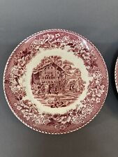 Vintage Wedgewood Ironstone Red Pink Avon Cottage Side Plate 2pc Thos Hughes
