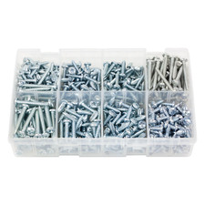 500Pcs Assorted Box of Large Self Tapping Screws (10 and 12 Gauge) BZP Tappers
