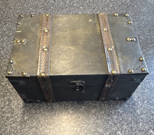 Black wooden storage trunk - wooden,