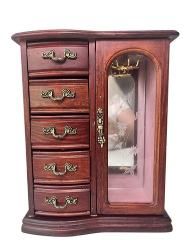 Mahogany jewelry armoire box - jewelry,