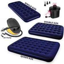 Double Single Airbed Flocked Camping Inflatable Mattress Electric Pump