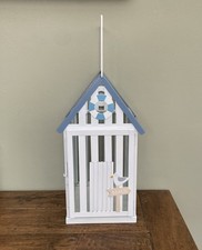 NEXT Beach Hut Lantern Candle Holder Seaside Nautical Seagull pillar - BNWOT