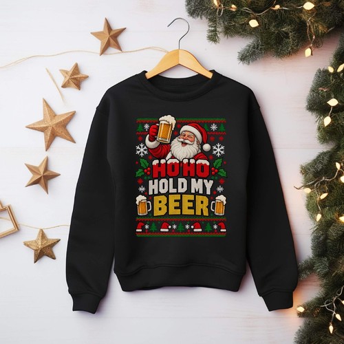 Hold beer funny santa - ho,