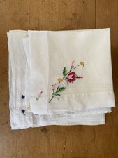 14 Vintage handmade Delicately hand  Embroidered, Ladies Handkerchiefs.
