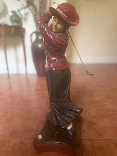 Lady golfer statue teeing - golfer,