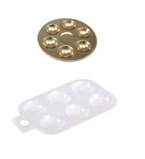 6 WELL ARTIST PAINT COLOUR MIXING PALETTE PLASTIC RECTANGLE OR ALUMINUM ROUND rb