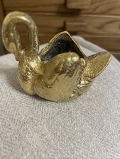 VINTAGE SMALL BRASS SWAN MATCH HOLDER DESKTOP ORNAMENT