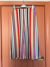 Rainbow Striped Cropped Elastic Waist Trousers/Culottes from New Look - Size 10