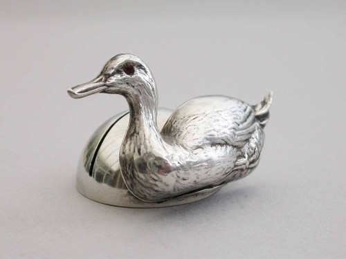 Edwardian novelty silver duck - novelty,