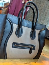 CELINE Luggage Phantom Black leather suede Tote Bag Handbag