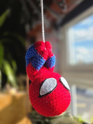 Crocheted hanging spiderman - crocheted,