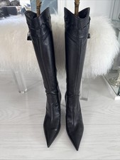 Sergio Rossi Black Soft Leather Slouchy Cowboy Boots Size 39.5 UK 6.5