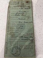 Reliant  Tricycle 1968  log book scrapped car Memorabillia Collector Item